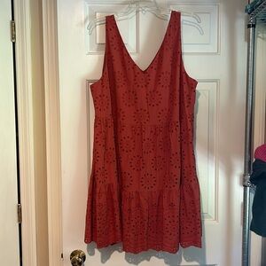 LOFT eyelet dress, lined, 100% cotton sz XL rust color NWT